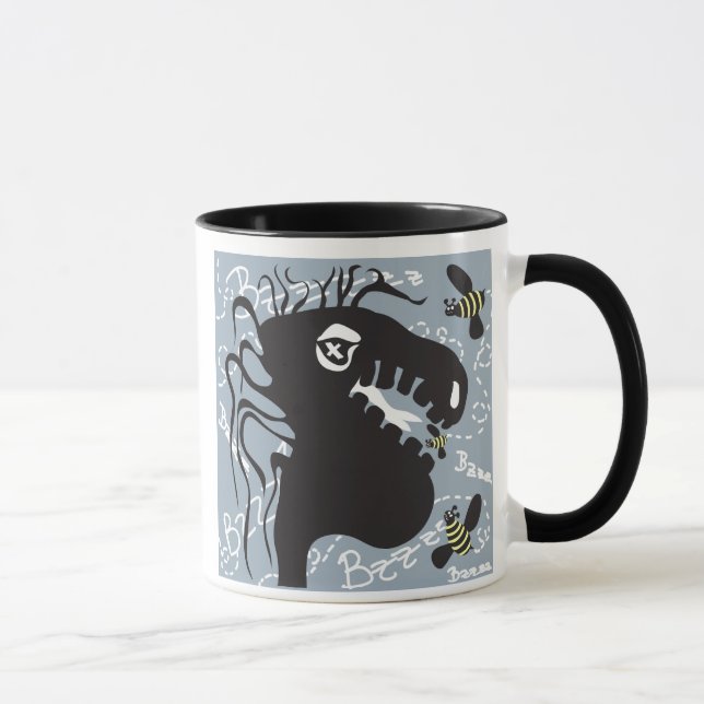 Drache und Biene 15oz. schwarze Griff-Tasse Tasse (Rechts)