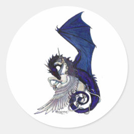Drache und Einhorn Runder Aufkleber