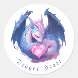 Drache und Herz Runder Aufkleber