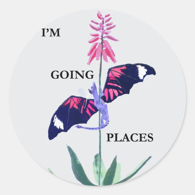 Drache und Kaktus Runder Aufkleber (Vorderseite)