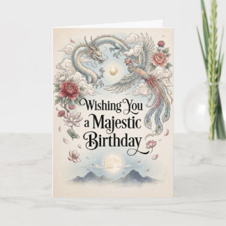 Drache und Phönix Botanischer Geburtstag Karte