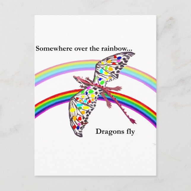 Drache und Regenbogen Postkarte (Vorderseite)
