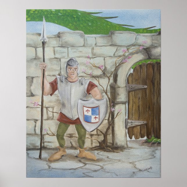 Drache und Ritterposter Poster (Vorne)