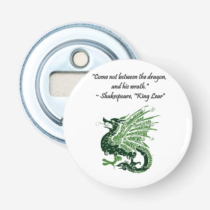 Drache und Seiner Zorn-Shakespeare-Cartoon König Flaschenöffner