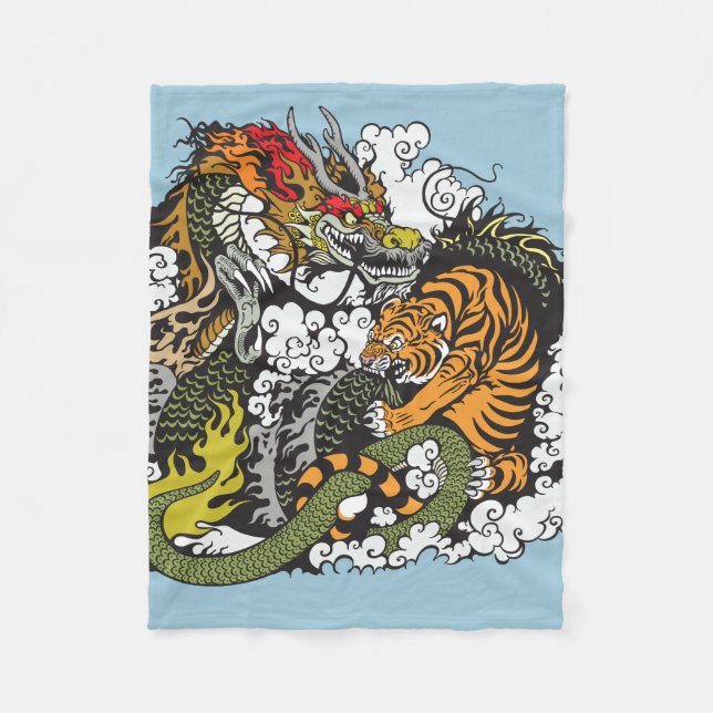 Drache und Tiger Fighting Fleecedecke (Vorderseite)