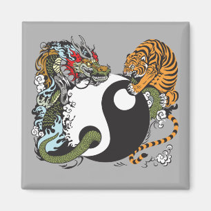 Drache und Tiger yin Yang-Symbol Magnet