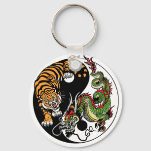Drache und Tiger yin Yang-Symbol Schlüsselanhänger