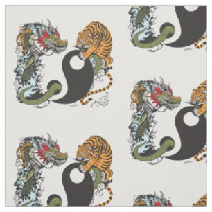 Drache und Tiger yin Yang-Symbol Stoff