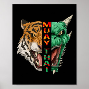 Drache und Tigerkopf - Muay Thai und Kickboxen G Poster