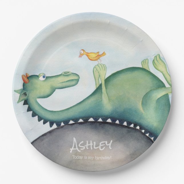 Drache und Vogel Pappteller (Vorderseite)