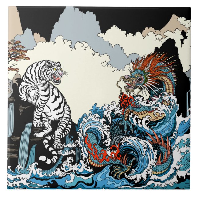 Drache und weißer Tiger. Illustration durch Insima Fliese (Vorderseite)