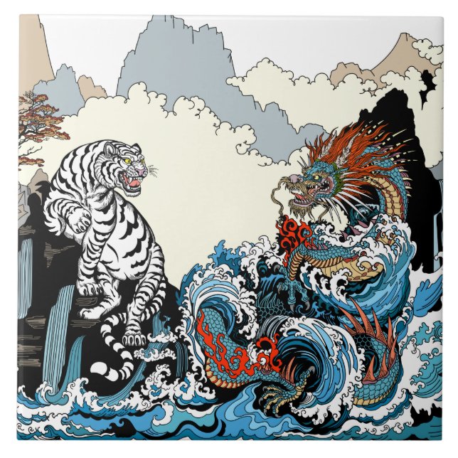 Drache und weißer Tiger. Illustration durch Insima Fliese (Vorderseite)