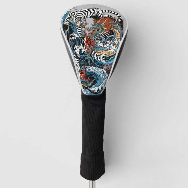 Drache und weißer Tiger. Illustration durch Insima Golf Headcover (Vorderseite)