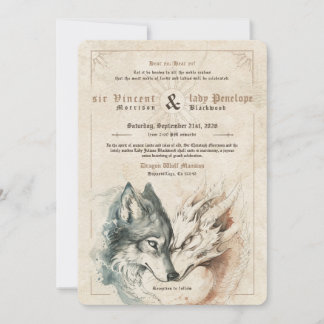 Drache und Wolf Hochzeitseinladung Einladung