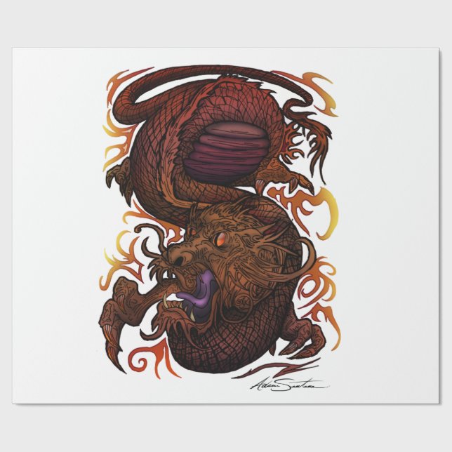 Drache (Unterzeichnungs-Entwurf) Geschenkpapier (Flach)