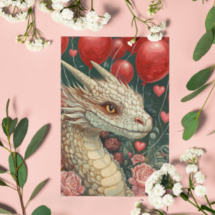 Drache Valentinstag Luftballons Karte