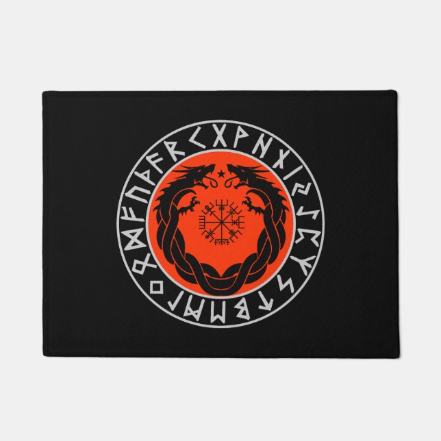 Drache Viking Rune Schutz Fußmatte (Vorderseite)