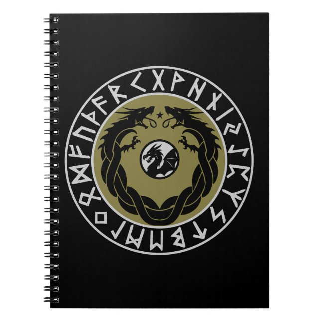 Drache Viking Rune Schutz Notizblock (Vorderseite)