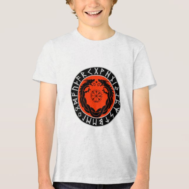 Drache Viking Rune Schutz Tri-Blend Shirt (Vorderseite)