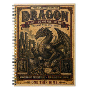 Drache, Vintage-Zirkus-Monster Notizblock