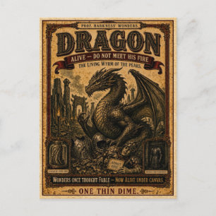 Drache, Vintage-Zirkusmonster Postkarte