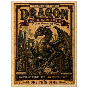 Drache, Vintage-Zirkusmonster Postkarte