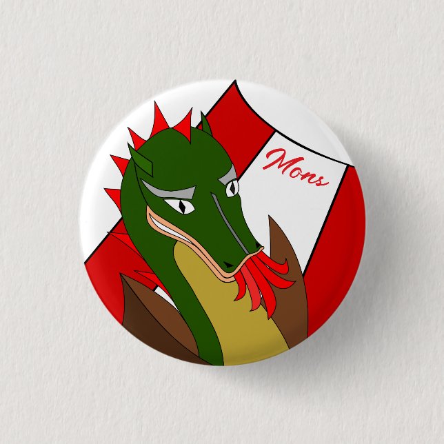 Drache von Mons, Belgien Button (Vorderseite)