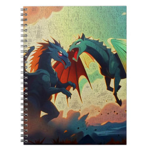 Drache vs Pegasus - Fantasy Kunst Notizblock