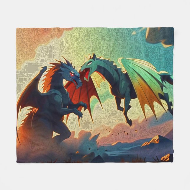 Drache vs Pegasus  Fleecedecke (Vorderseite (Horizontal))