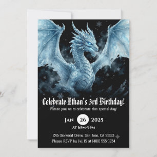 Drache Wasserfarbe Geburtstag Einladung