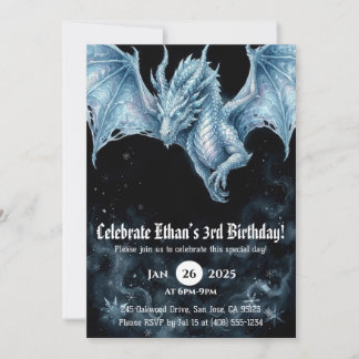 Drache Wasserfarbe Geburtstag Einladung