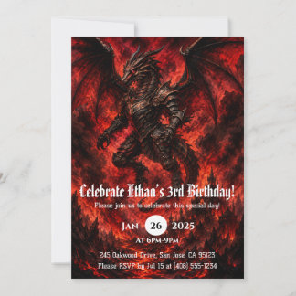 Drache Wasserfarbe Geburtstag Einladung
