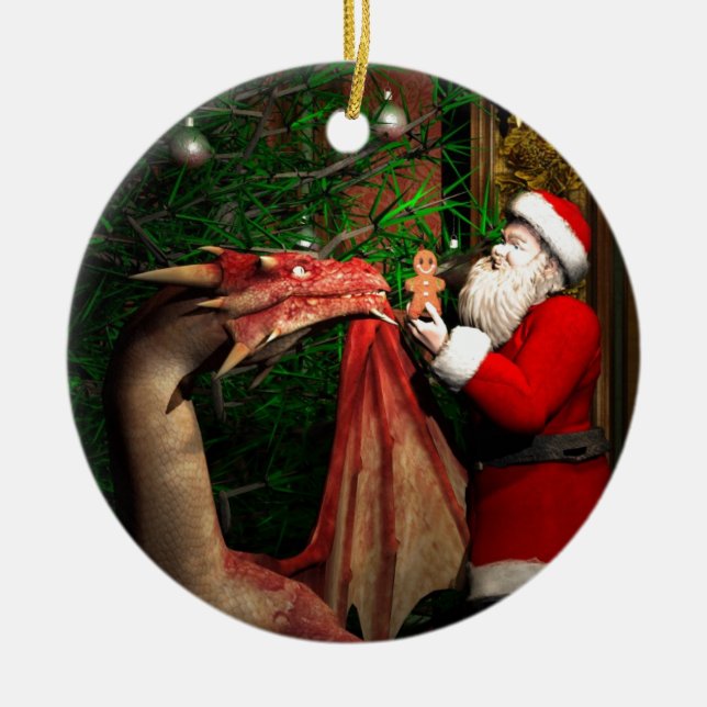 Drache-Weihnachten Keramik Ornament (Vorne)