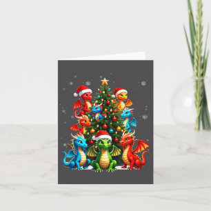 Drache Weihnachtsbaum Squad Santa Hut Fantasy Myth Karte