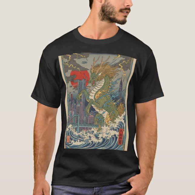 Drache Wellen T-Shirt (Vorderseite)
