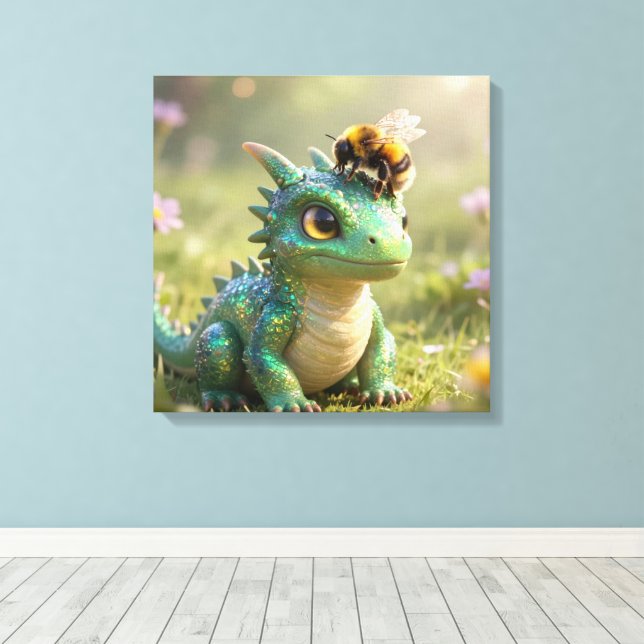 Drache zu Biene :-) Leinwanddruck (Insitu (Holzboden))