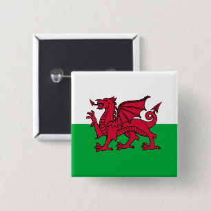 Dracheflagge von Wales, keltische walisische Natio Button