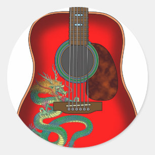 Drachegitarrenfarbe Runder Aufkleber