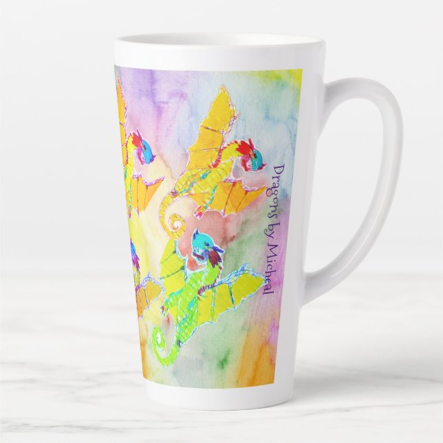 Drachen auf der Tasse WasserfarbenLatte (Rechts)