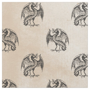 Drachen auf Elfenbein Stoff