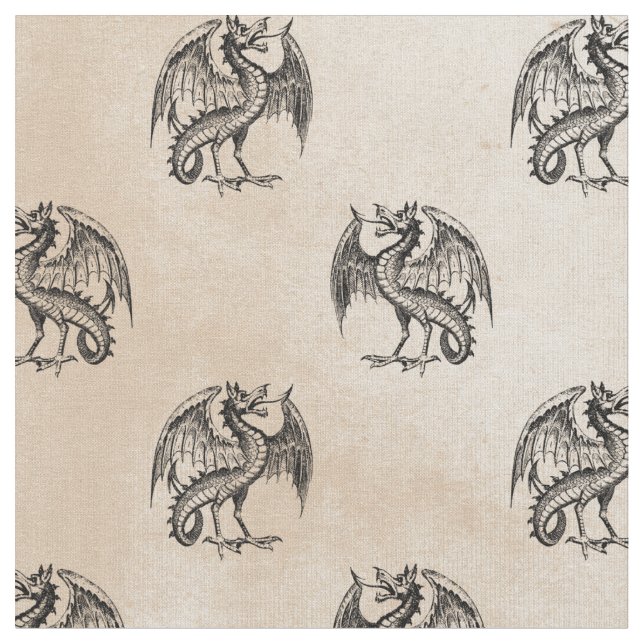 Drachen auf Elfenbein Stoff (Nahaufnahme)