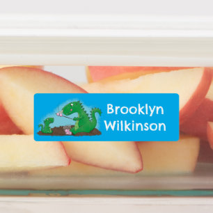 Drachen brösten Marshmallows Cartoon personalisier Etiketten