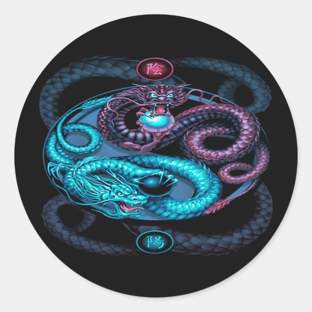 Drachen-Designaufkleber Runder Aufkleber (Vorderseite)
