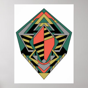 Drachen-Ei Flach Farbige Geometrische Abstraktion Poster