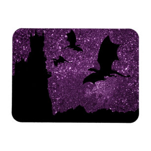 Drachen fliegen, Fantasy lila Himmelsburg Magnet