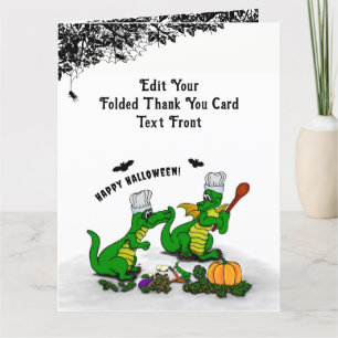 Drachen - Frohe Halloween! Heute werde ich kochen Dankeskarte