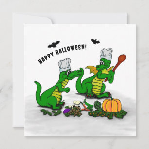 Drachen - Frohe Halloween! Heute werde ich kochen Feiertagskarte