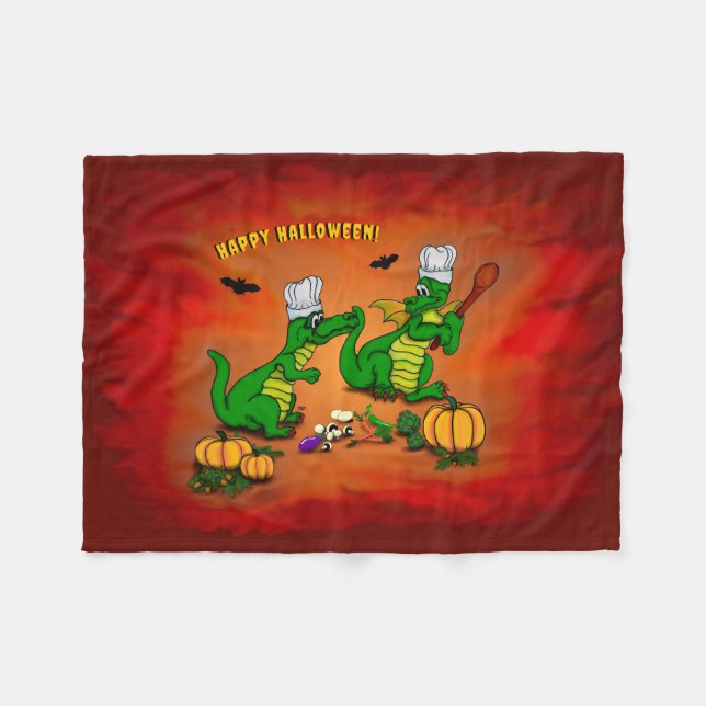 Drachen - Frohe Halloween! Heute werde ich kochen Fleecedecke (Vorderseite (Horizontal))