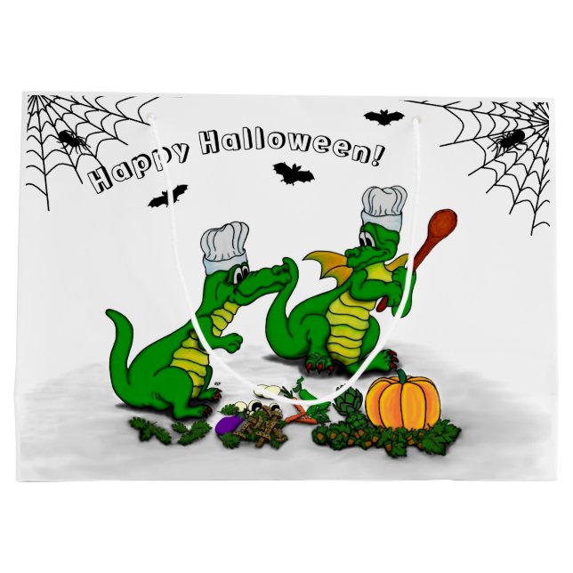 Drachen - Frohe Halloween! Heute werde ich kochen Große Geschenktüte (Rückseite)