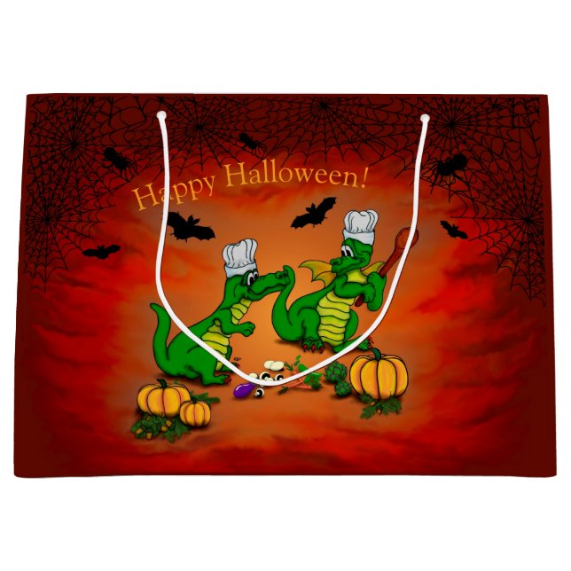 Drachen - Frohe Halloween! Heute werde ich kochen Große Geschenktüte (Vorderseite)